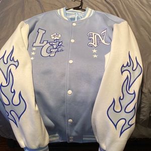 Size M, Blue and white varsity jacket